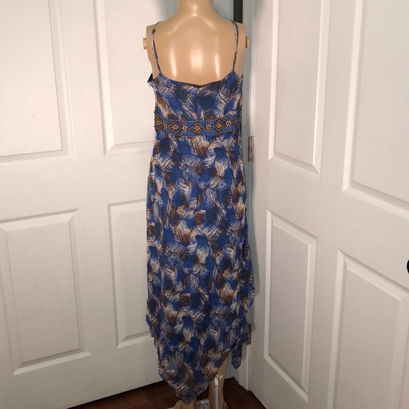 INC Blue Silk Print Dress 10 - Picture 5 of 6